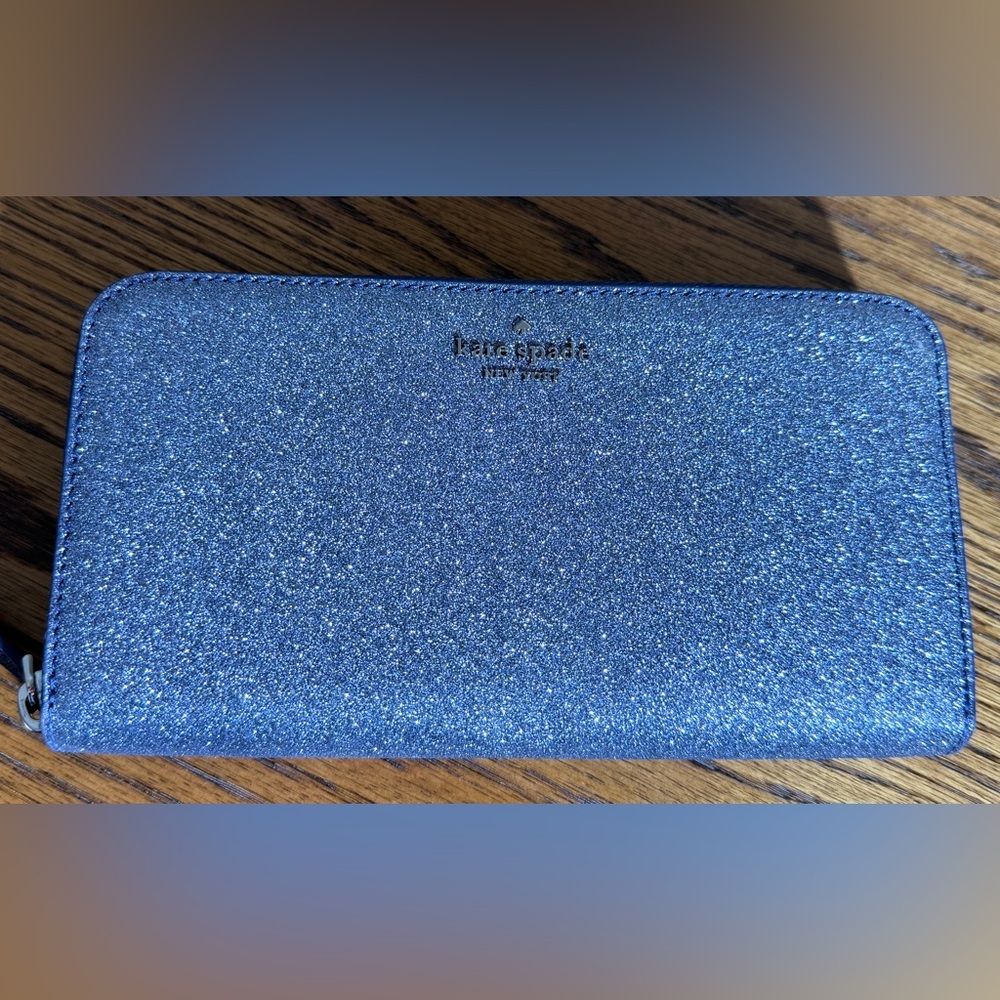 Kate Spade Lola Large Continental Navy Glitter Wallet